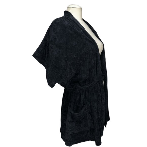 Vintage Gerry 70's Terrycloth Bath Robe Sz Medium Womens Black Short Sleeve Bath - Picture 5 of 12